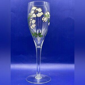 Perrier-Jouët White Floral Champagne Flute Hand Painted Nouveau Wine Glass